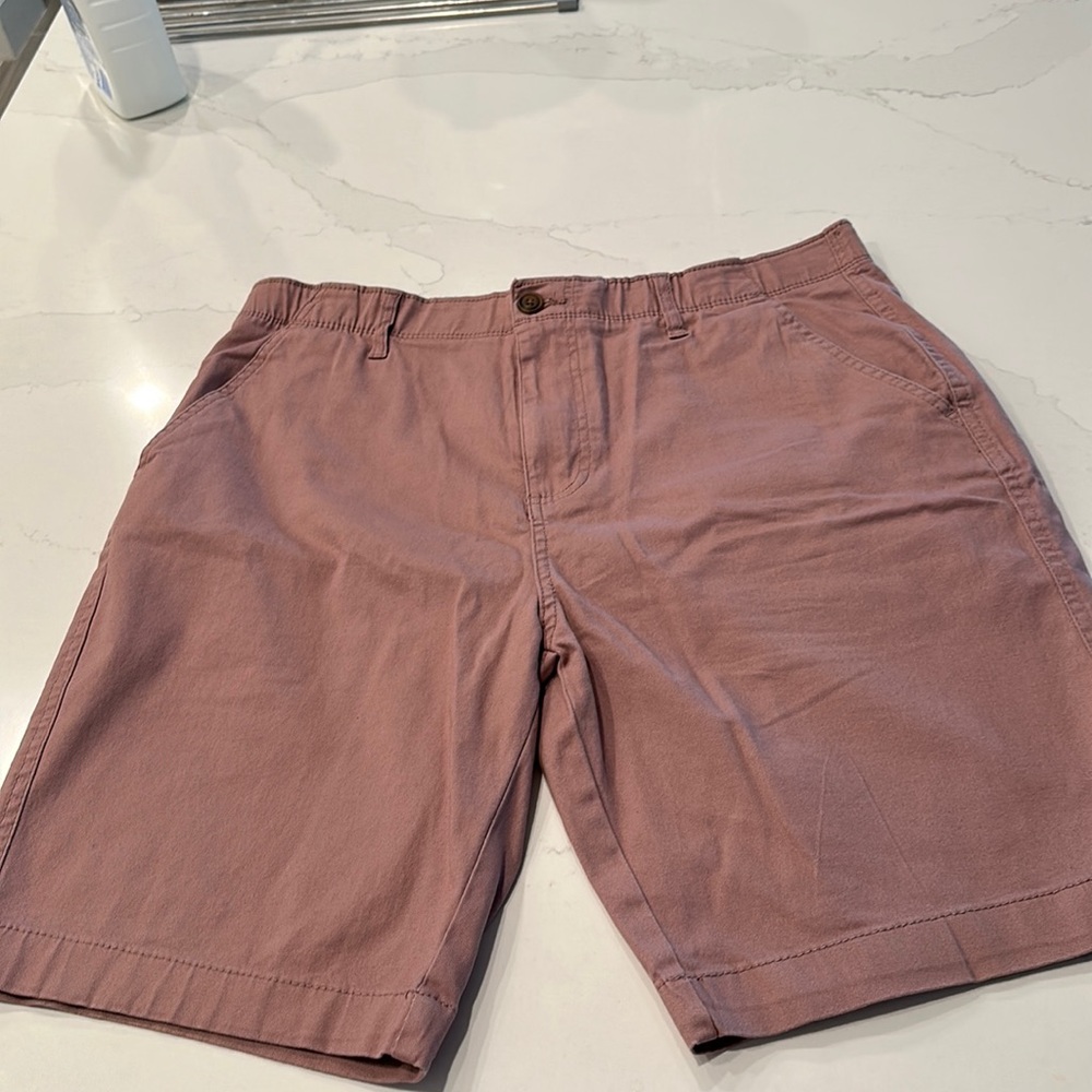 Mens Mauve Pink Flat Front Shorts 33